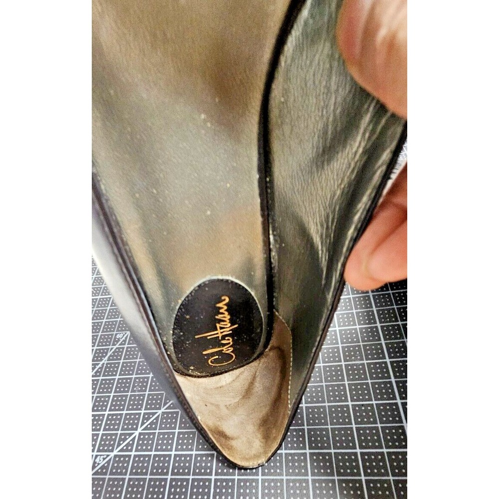 COLE HAAN peep toe velvet upper leather wedges Sz 10AA‎ - Picture 13 of 15